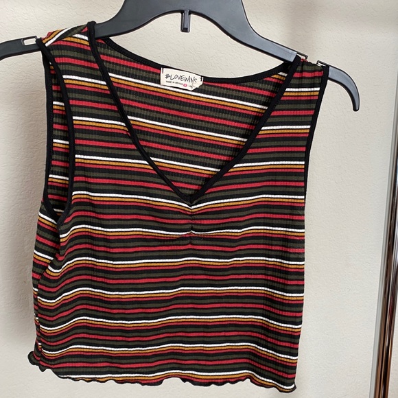 Stripped Cropped Tank Top - Picture 1 of 4